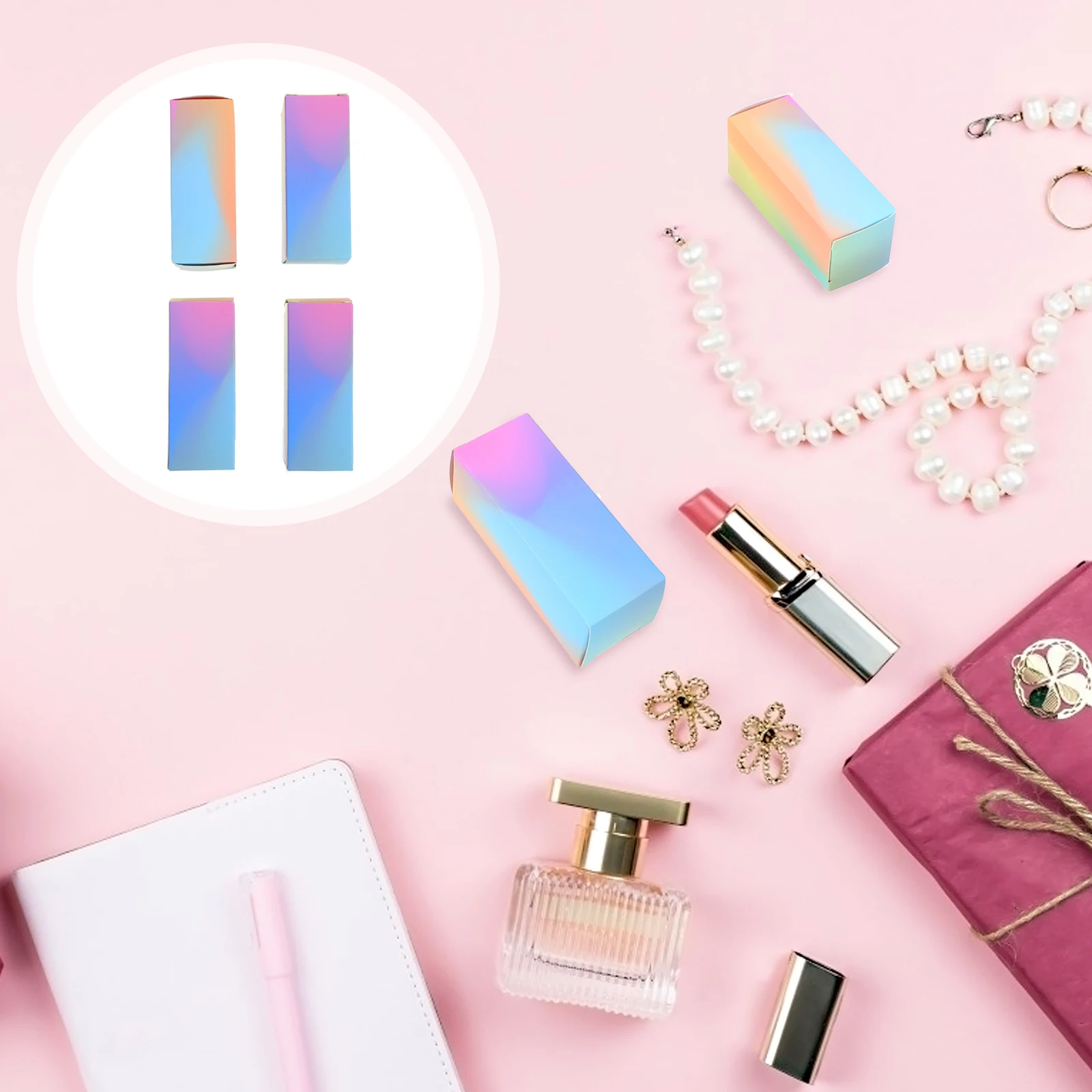 

100 Pcs Color Boxes Premium Paper Durable Practical Beautiful Patterns Lip Gloss Containers Packaging Empty Sleeves