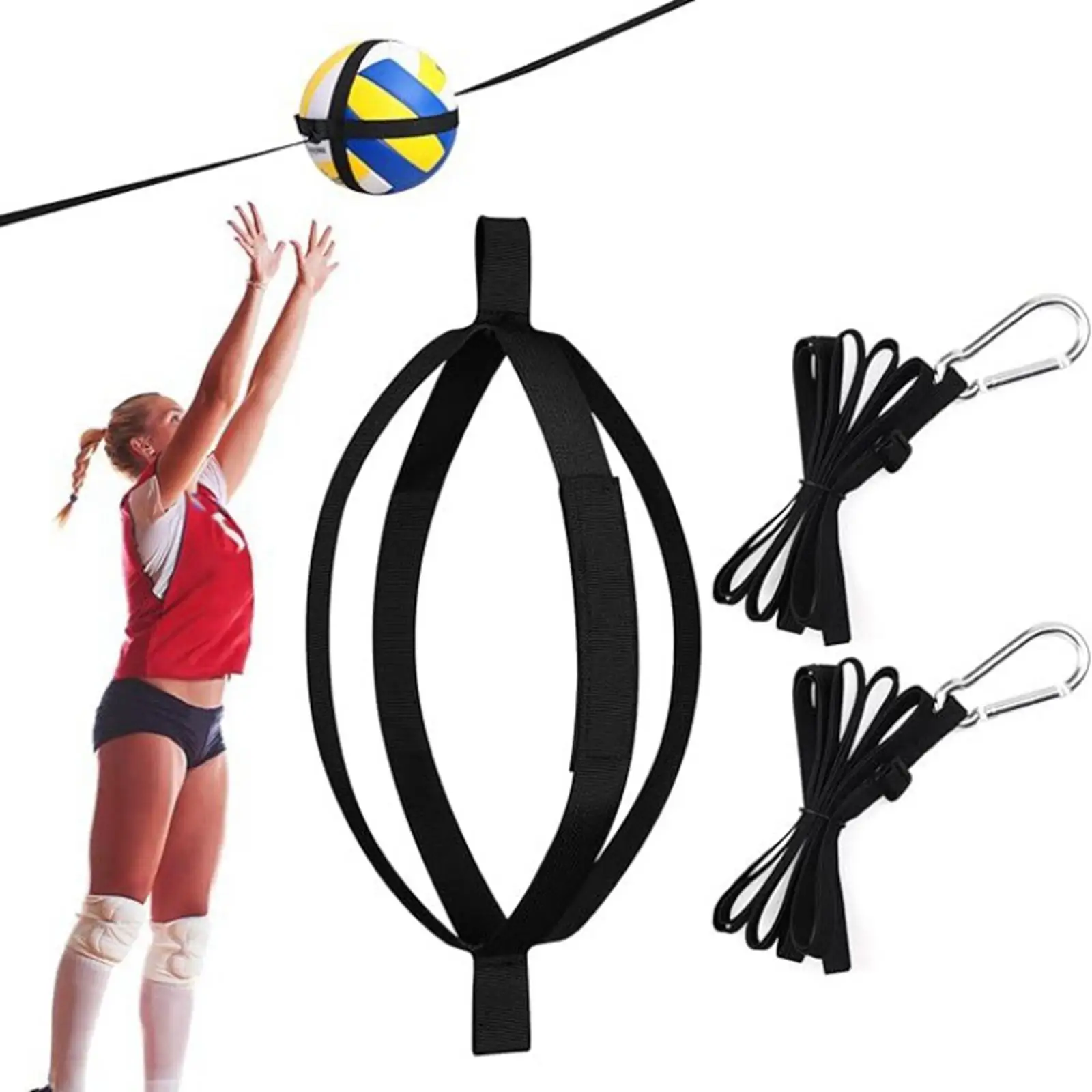 Portable Volleyball Attack Trainer Resistance Band System for Solo Serve Practice Spiking Power Aid for Home Camp Use