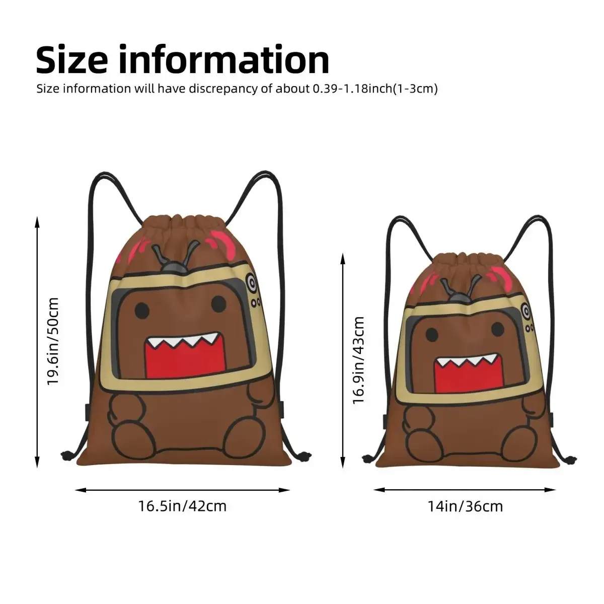 Cute Cartoon Domo Kun Drawstring Backpack Sports Gym Bag String Sackpack for Cycling