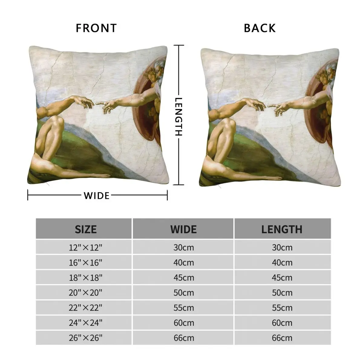 Michelangelo Creation Of Adam Square Pillowcase Polyester Linen Velvet Pattern Decorative Throw Pillow Case Room Cushion Cover