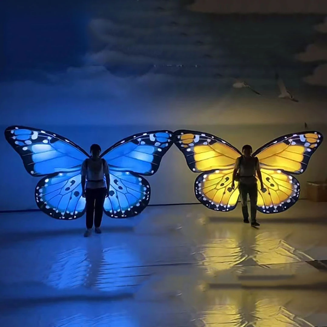 Giant Inflatable Butterfly Wings White LED Light Balloon Party Dress LGBT Parade Costume Nightclub Stage Decor Advertise Props