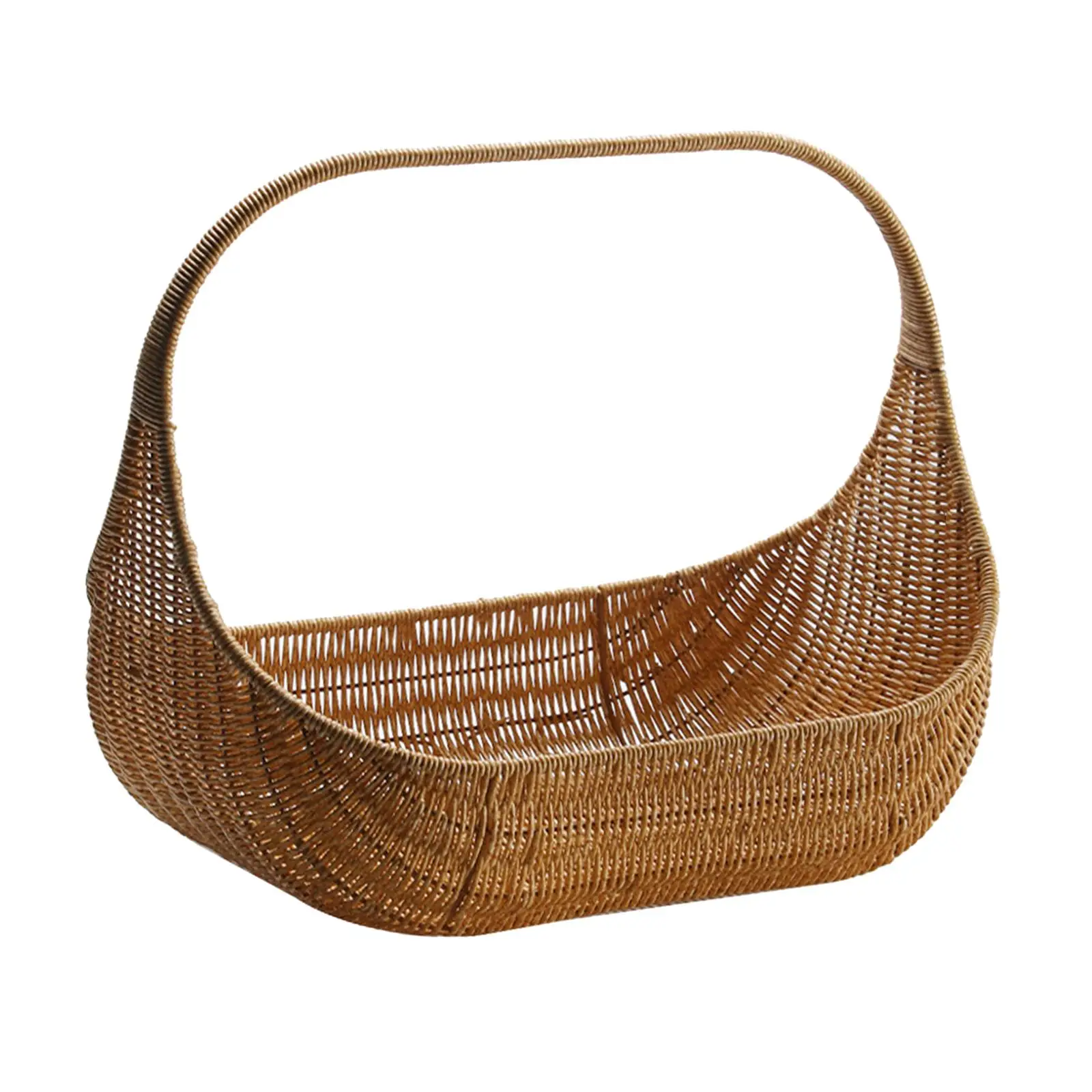Panier de pique-nique, panier de service pour collations, panier à fruits, panier portable en fausse osier avec poignée pour le camping en plein air