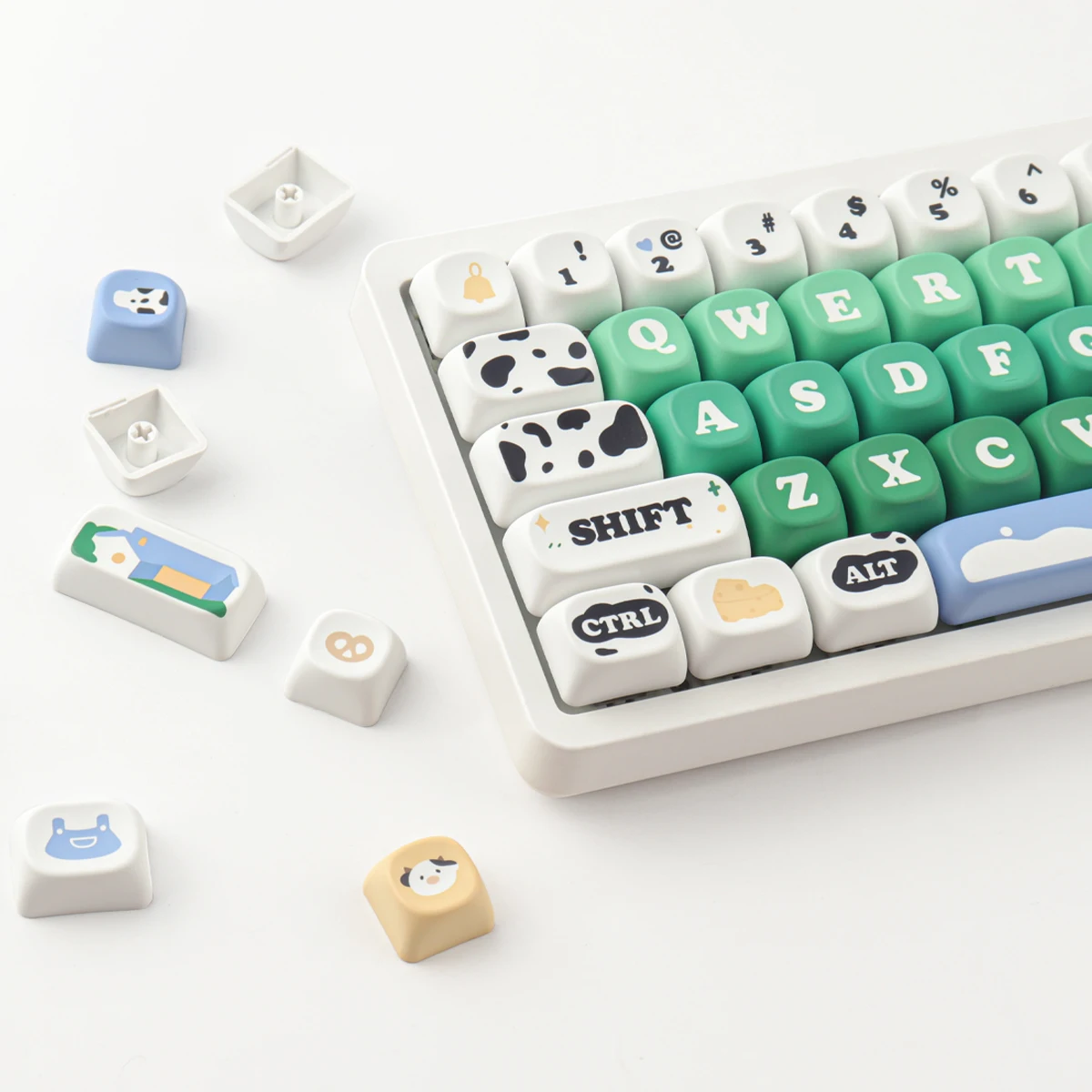 Dairy Pasture Keycaps 126 Keys PBT Keycaps MOA Profile DYE-SUB For MX Switch Wooting Alice Mechanical Keyboard ISO ANSI Layout