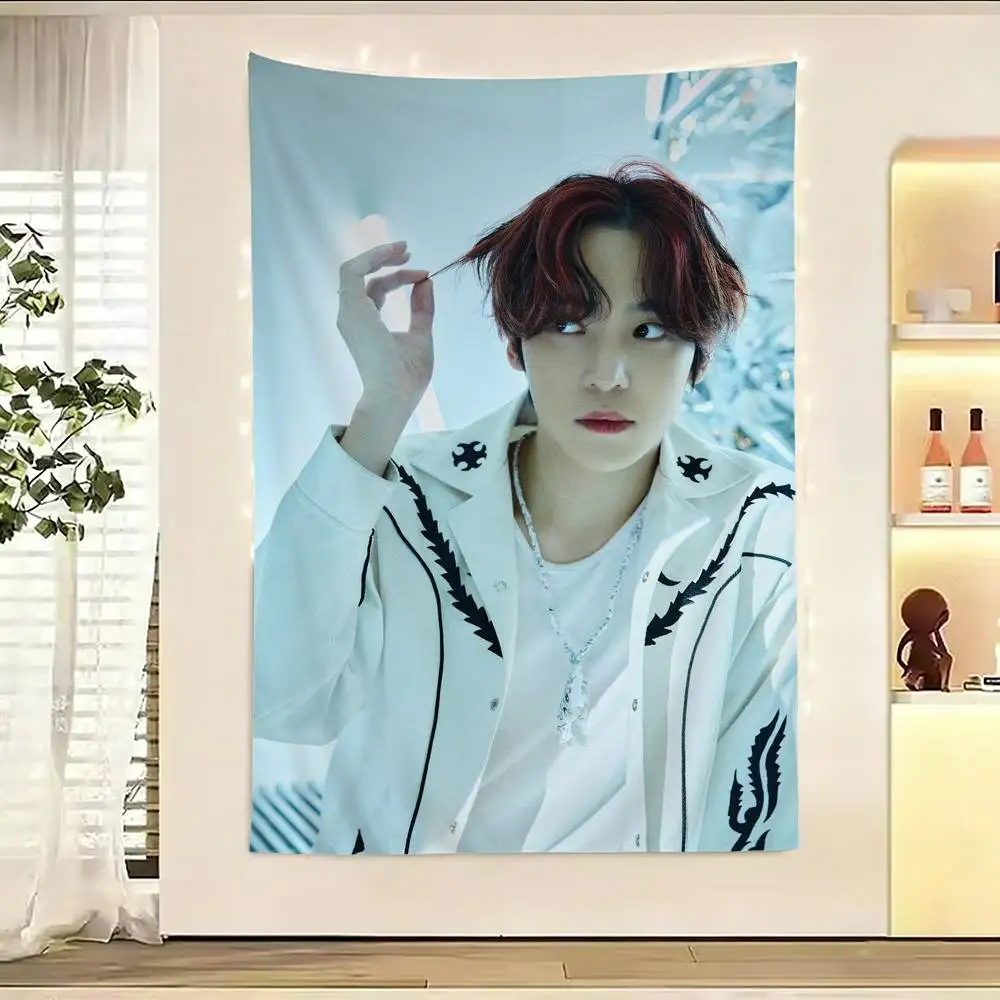 A-ATEEZ kim Hongjoong san Flags Wall Hanging Background Art Banner for Bedroom Home Outdoor Decor