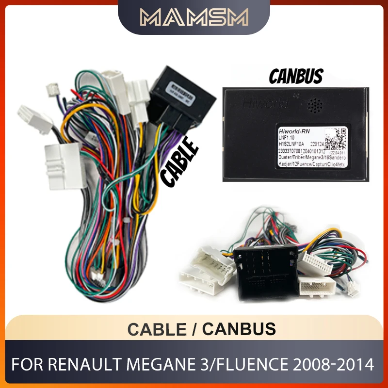 MAMSM CAN Bus Decoder 16 Pin Plug to 12Pin Connector Car Android Cable Adapter for Renault Megane 3 Fluence Wiring power Harness