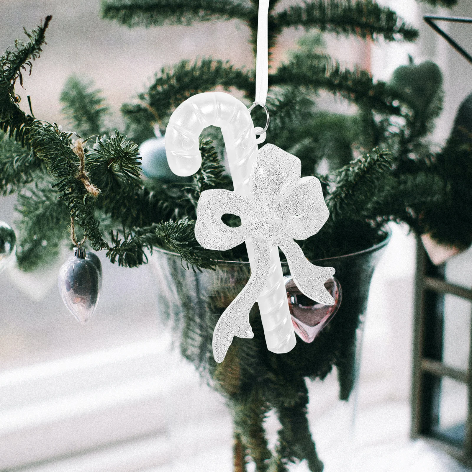 

Xmas Tree Ornaments Cane Design Acrylic Hanging Christmas Decor for Door Wall Tree Holiday Scene Setup Hanging Cane Ornament