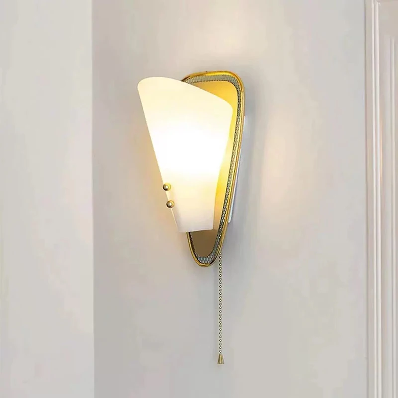 French Medieval Bedroom Bedside Wall Lamps Retro Light Luxury Home Decor Corridor Aisle Living Room Zipper Switch Wall Lights