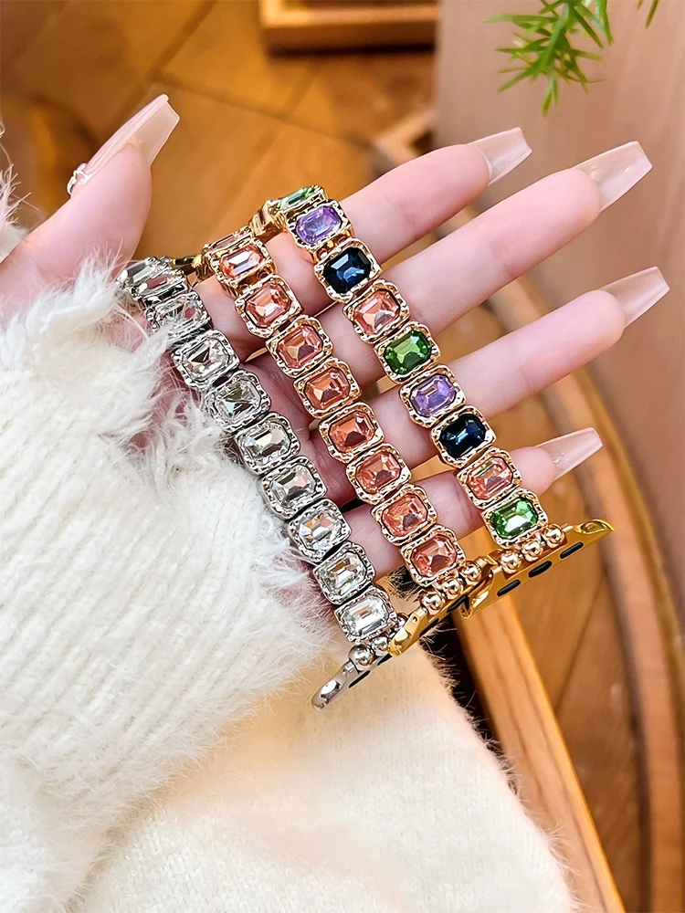 مرونة الماس الفرقة ل iWatch الترا 10 9 8 7 6 5 Se 4 المعادن امرأة حزام ل أبل ساعة 38 مللي متر 40 مللي متر 41 مللي متر 42 مللي متر 45 مللي متر 46 مللي متر 49 مللي متر