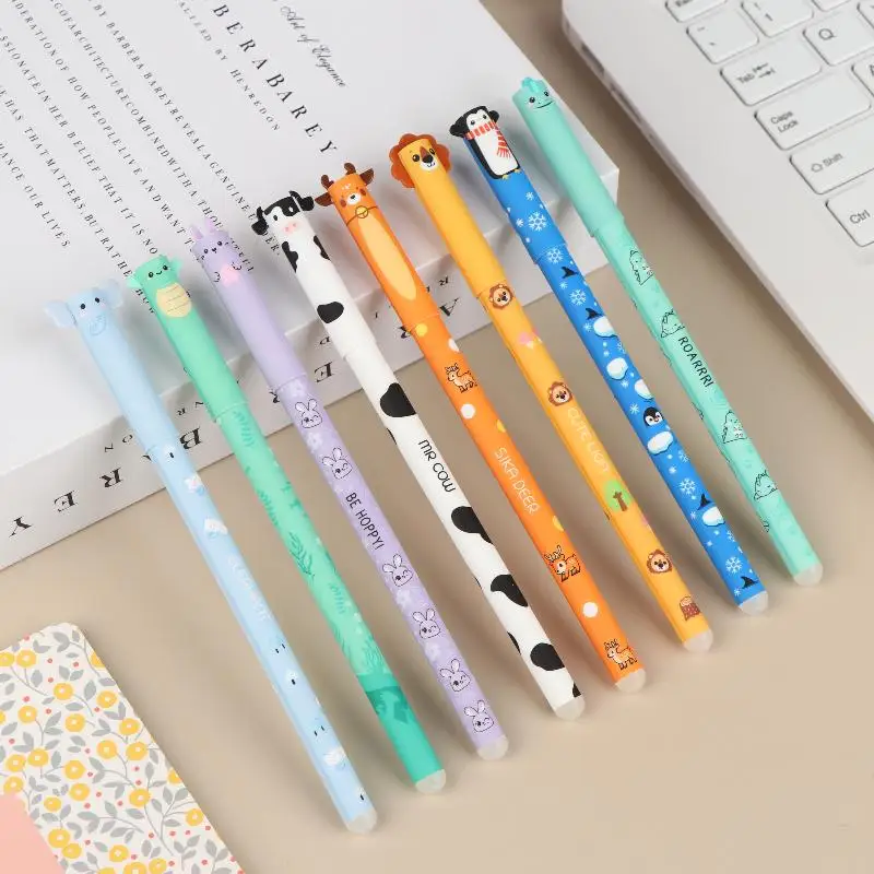 Smooth Writing For Office School Stationery Supplies 8Pcs Cartoon Animal Erasable Gel Pens 0.5mm Colorful Ink Ballpoint Pens view 4