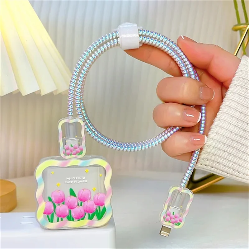 Ins Fashion Letter Star Charger Wave Protector for Apple iphone 18W/20W Charger Case Bites Organizer Wrap Line Cord Cable Winder