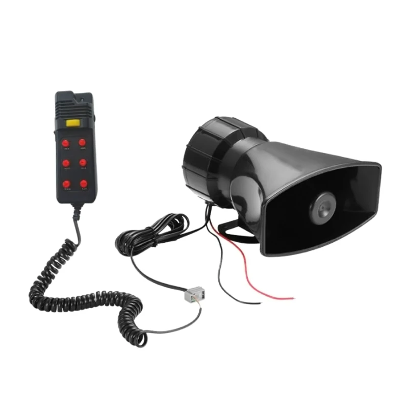 Vehicle Truck Warning Alarm Loudspeaker Siren Horn Speaker 7 Sound 12V 100W Warning Alarm MIC System for Police