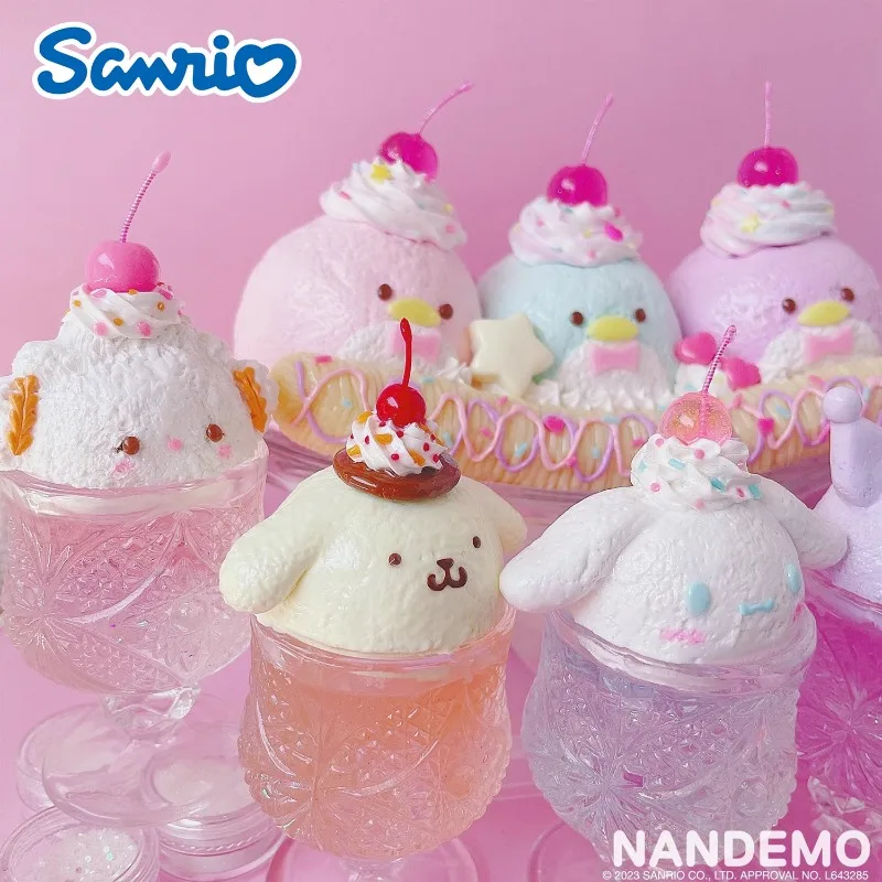 Japan Sanrio Melody Kuromi Piano Ice Cream Dessert Handmade Doll Simulation Cute Ornaments Desktop Home Collection Decorations