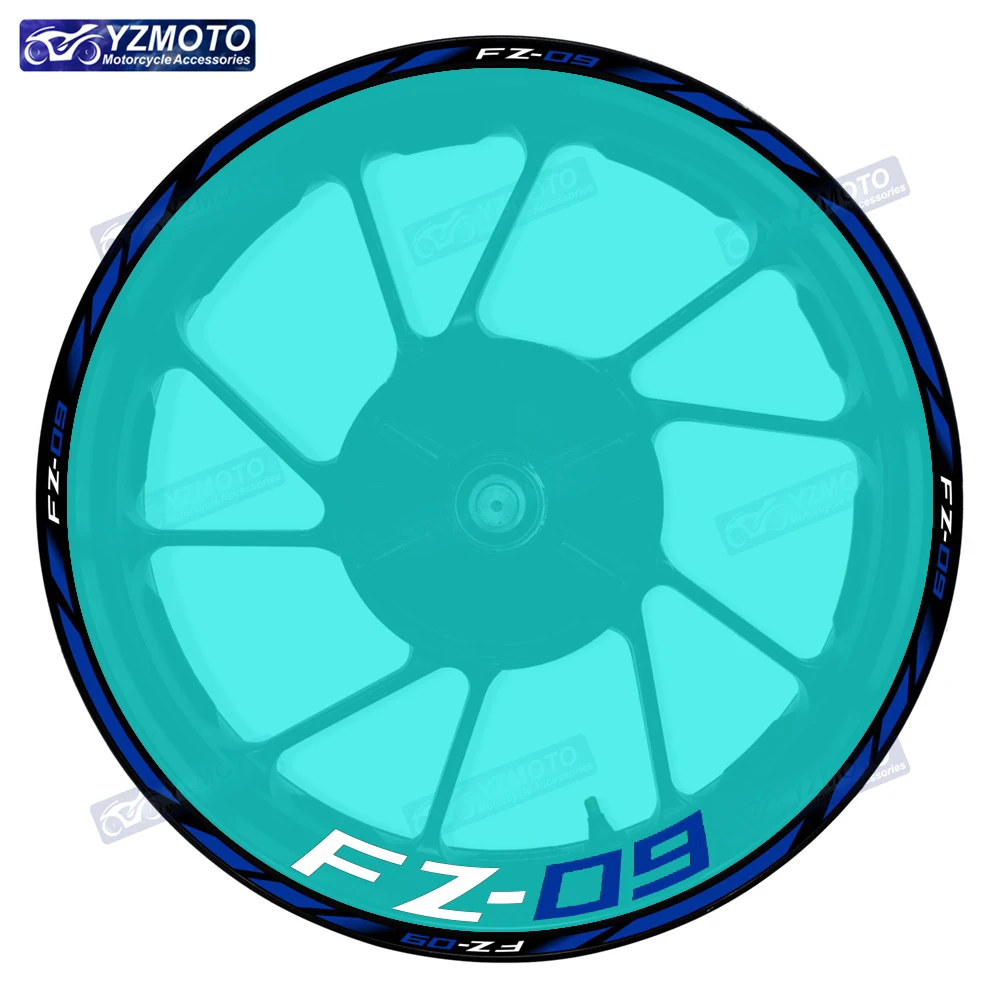 

For FZ-09 FZ09 Motorcycle Racing Front And Rear Decorate Wheel Hub 17 Inch Sticker Waterproof Logo Reflective Rim Decal Stickers