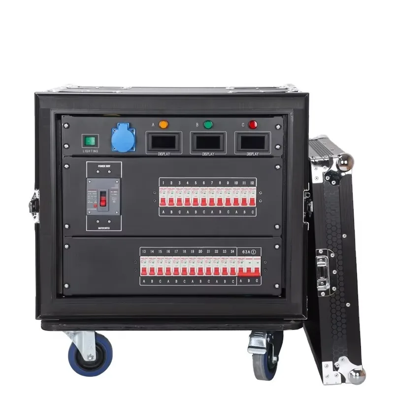 63A 5Pin Input/Output 24-Way European Plug Waterproof Three-Phase Power Distributor for All Events