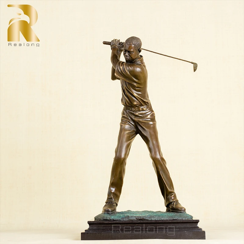 54cm Bronze Golf Man Statue Playing Golf Sculpture Bronze Golfer Art Figurine Bronze Casting Crafts Ornament For Home Decor Gift