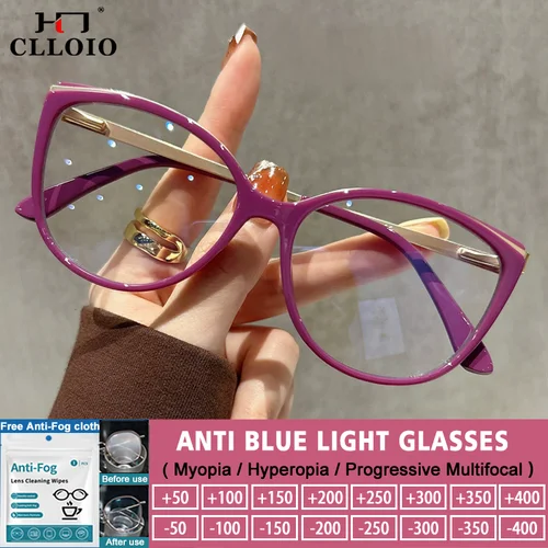 CLLOIO, gafas Vintage de ojo de gato para miopía y hipermetropía para mujer, gafas ópticas de lectura progresivas, gafas graduadas personalizadas