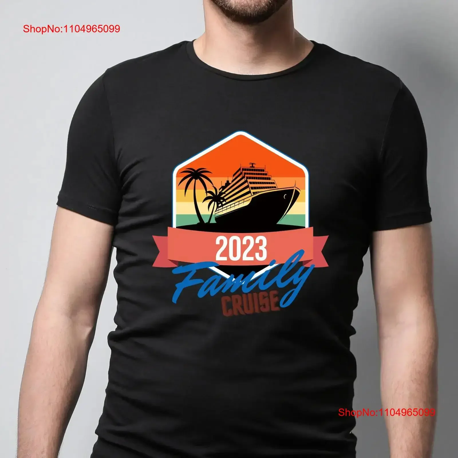 Family Cruse 2023 T shirt Vacation Travel vintage Washed graphic Casual homme Versatile Stretched Breathable streetwear