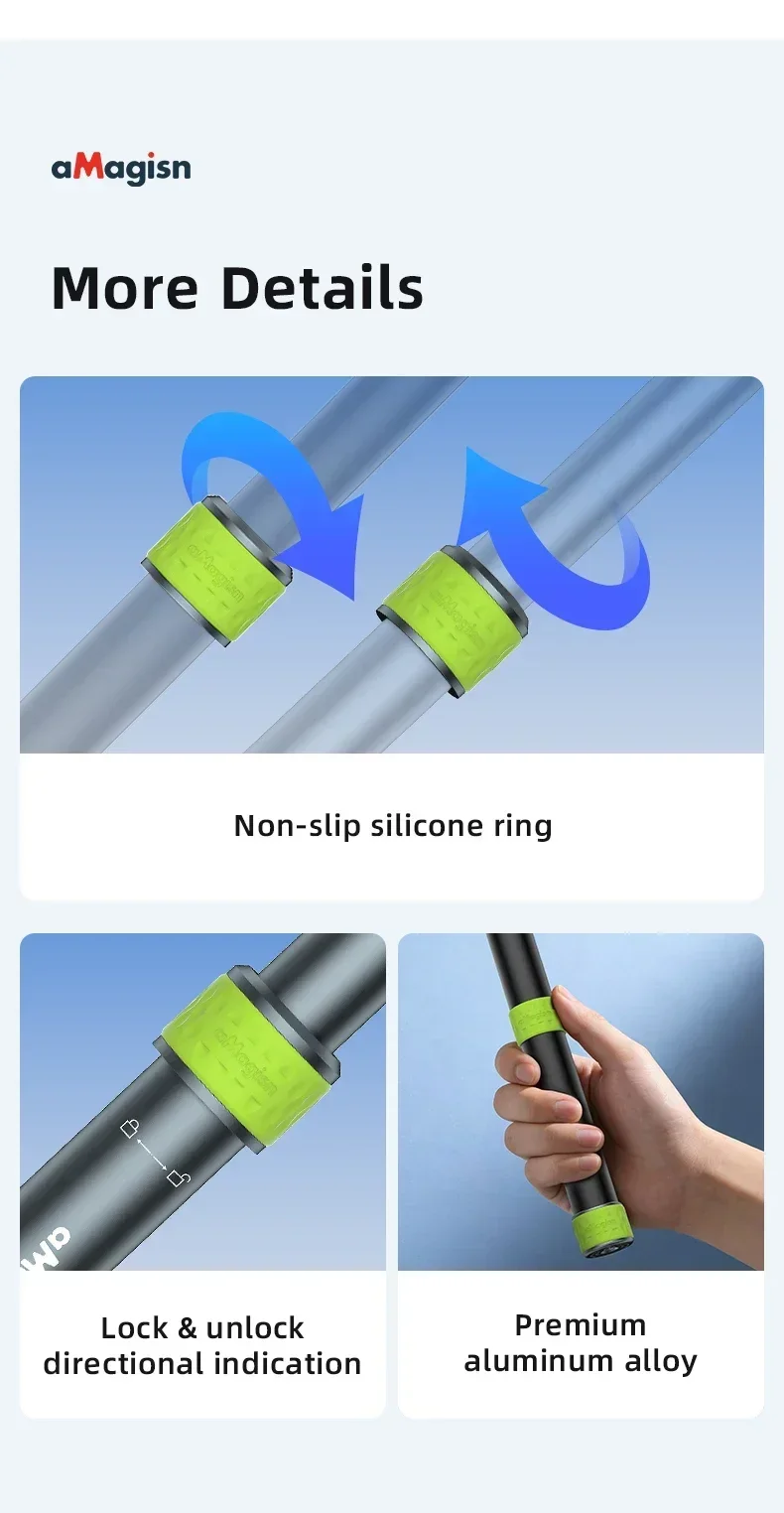 aMagisn 1,5 m (59,0 Zoll) / 1,1 m (43,3 Zoll) Motorrad-Selfie-Stick für GoPro DJI Insta360, 1/4 Zoll unsichtbare Teleskopstange – Detail 20
