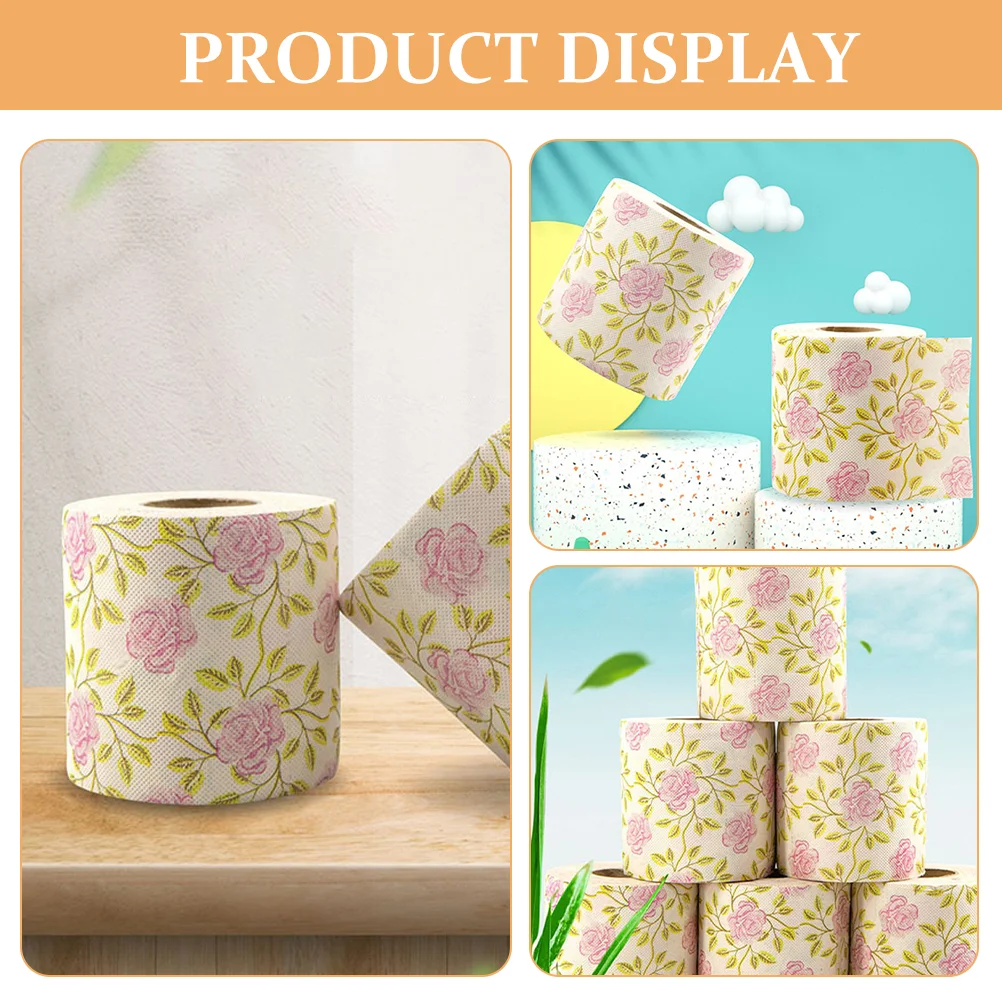 Papel higiênico decorativo para meninas, flores impressas, guardanapo almoço, acessório do banheiro