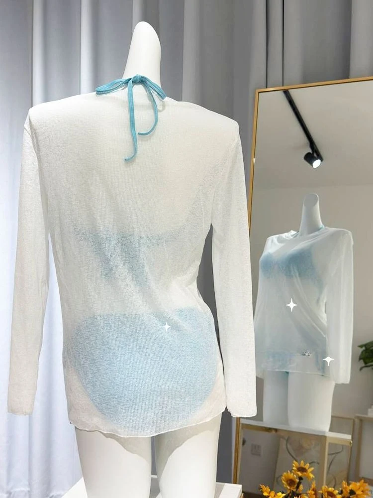 Bikini Set 4-Piece Split Women's Print Long Sleeve Sun High Beauty Fairy Style Swimwear for Beach Vacation 2026 New Fairy Sweet