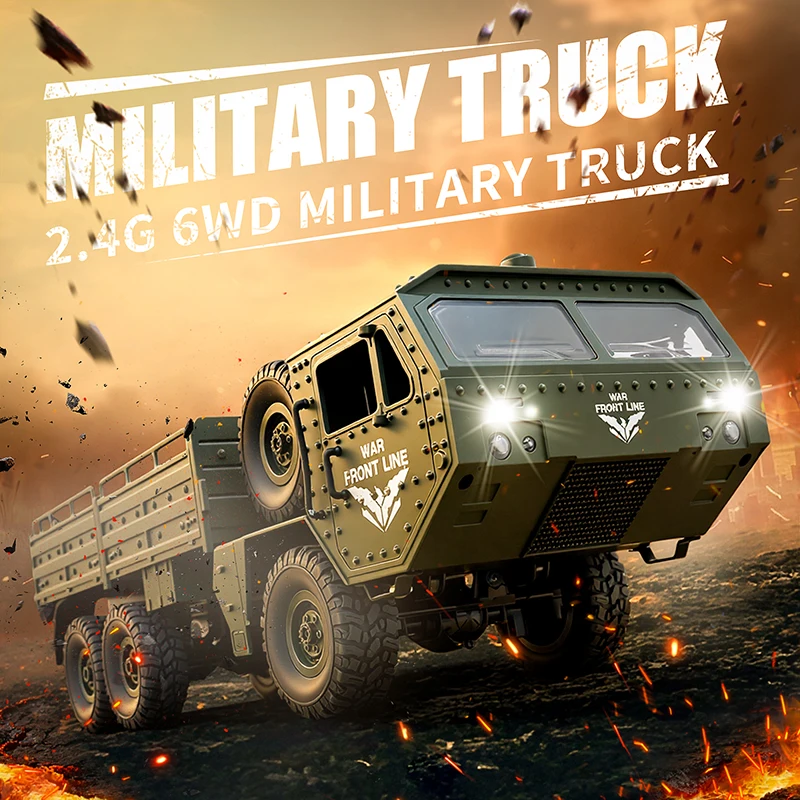 JJRC 1:12スケール 6x6 全地形対応ミリタリーRCトラック - ヘビーデューティースチールラダーフレーム、デュアルスピードギアボックス＆スロープディファレンシャル
