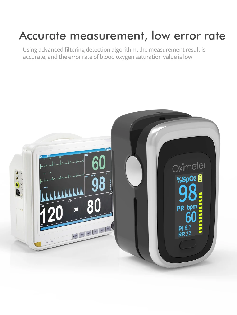 Kiuzou Medical Portable Finger Pulse Oximeter Blood Oxygen Heart Rate Saturation Meter OLED Oximetro De Dedo Saturometro Monitor