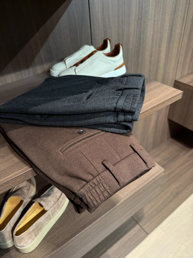 

mat Woolen Texture Men's Straight Leg Casual Pants Acetate Blend Fce Anti-Wrinkle Wear-Resistant Winter T...