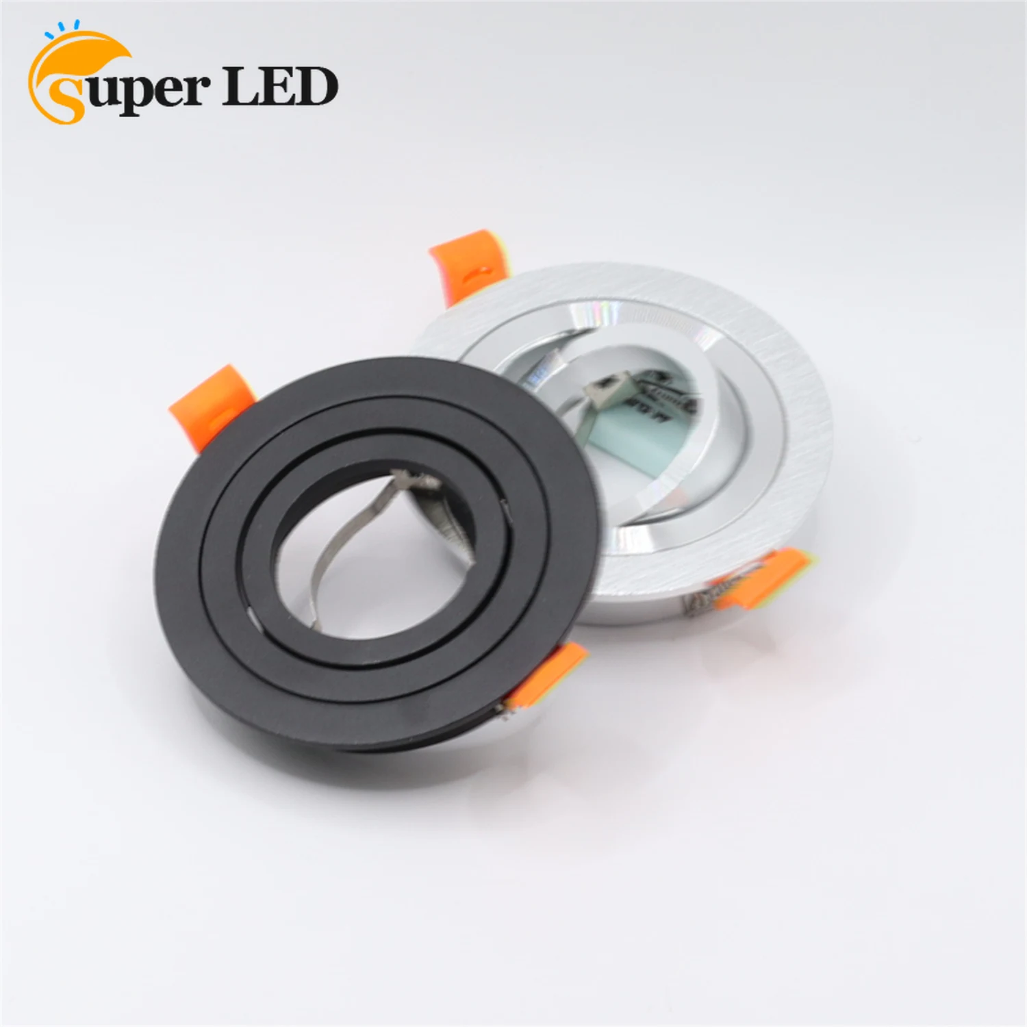 Aluminum U Holder Round Recessed Fixture Ceiling Adjustable Frame MR16 GU10 Bulb Downlight Holder for LED Lighting