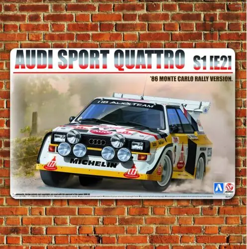 1p,Audi S1 Sport Monte Carlo Racing Car Metal Poster 20x30cm Garage Sign