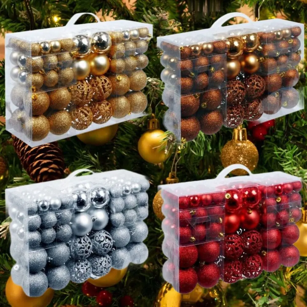 100PCS Durable Plastic Christmas Ball Set 18 Colors Suspensable Christmas Tree Balls 8cm Xmas Baubles Storefront