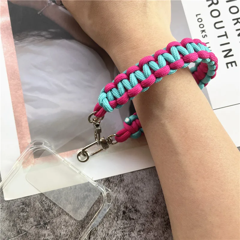 Pendant for the Mobile Phone Lanyard Contrast Color Rope Cellphone Charm Strap Anti-lost Wrist Strap Outdoor Keychain Lanyard