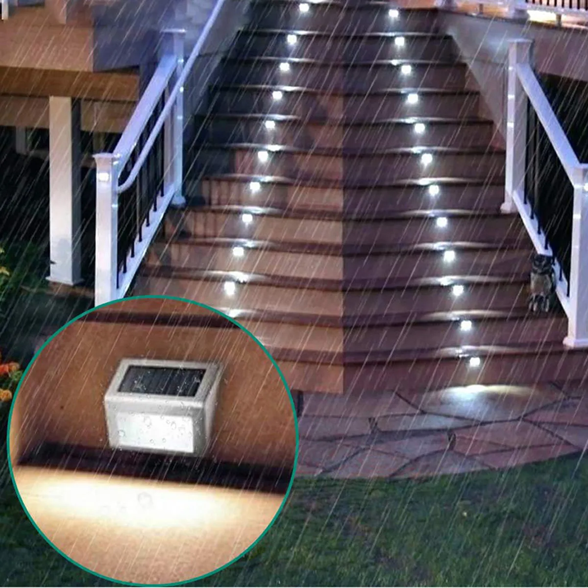 

10Pcs Solar Outdoor Light LED Stair Lamp Wall Mounted Motion Activated Solar Powered Light for Exterior Stairs Deck Pathway