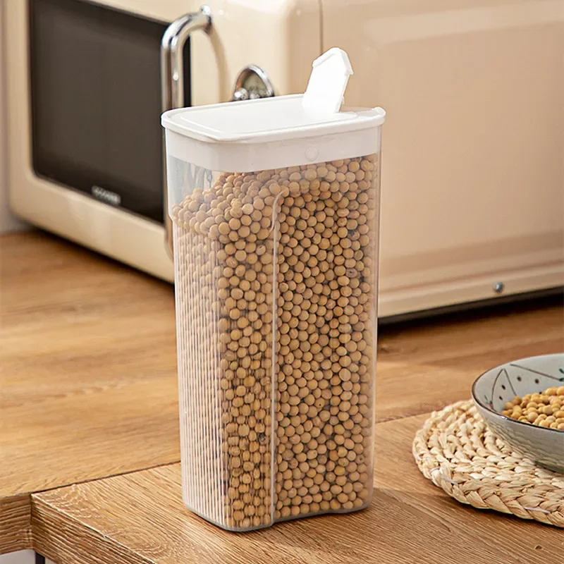 Kitchen Transparent Cereal Dispenser Jar Plastic Food Sealed Storage Box Container Home Spice Tea Coffee Sugar Hermetic Cans