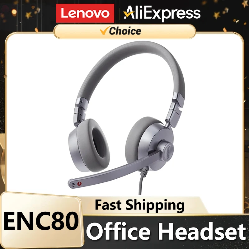 Original Lenovo Enc80 über Ohrhörer Rausch unterdrückung Liine Control Headset HD Calling Office