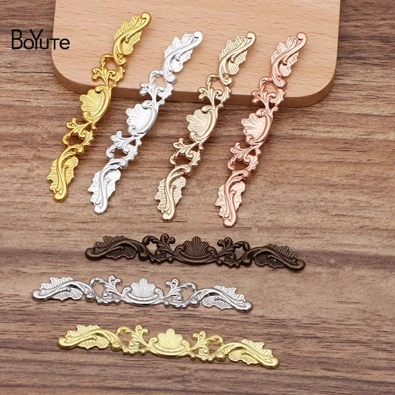 BoYuTe (50 Pieces/Lot) 7*78MM Metal Base Stamping Flower Plate Materials for Jewelry Making Diy Accessories