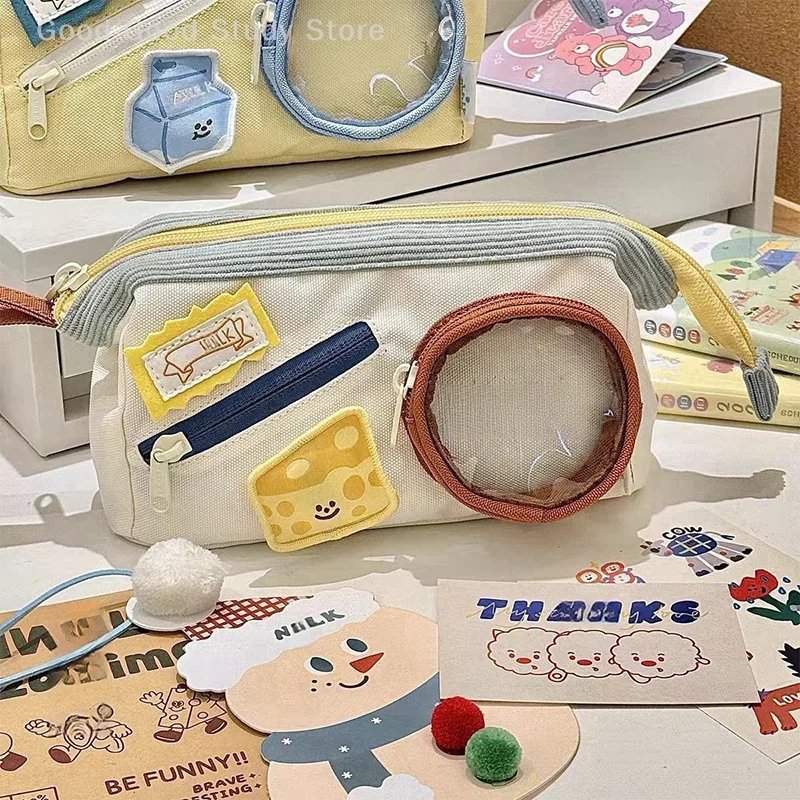 Adorable Large Capacity Burger Pencil Case Multi-layer Student Japanese Style High Aesthetic Value Multi-functional Stationery