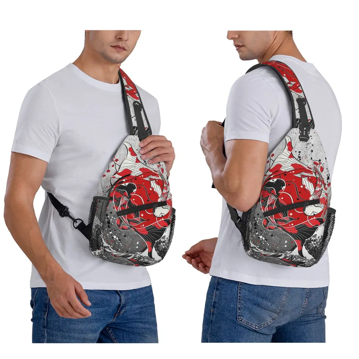 

Koi Fish Инь Ян нагрудная сумка мужской рюкзак через плечо нагрудная сумка дорожный походный рюкзак сумка на плечо