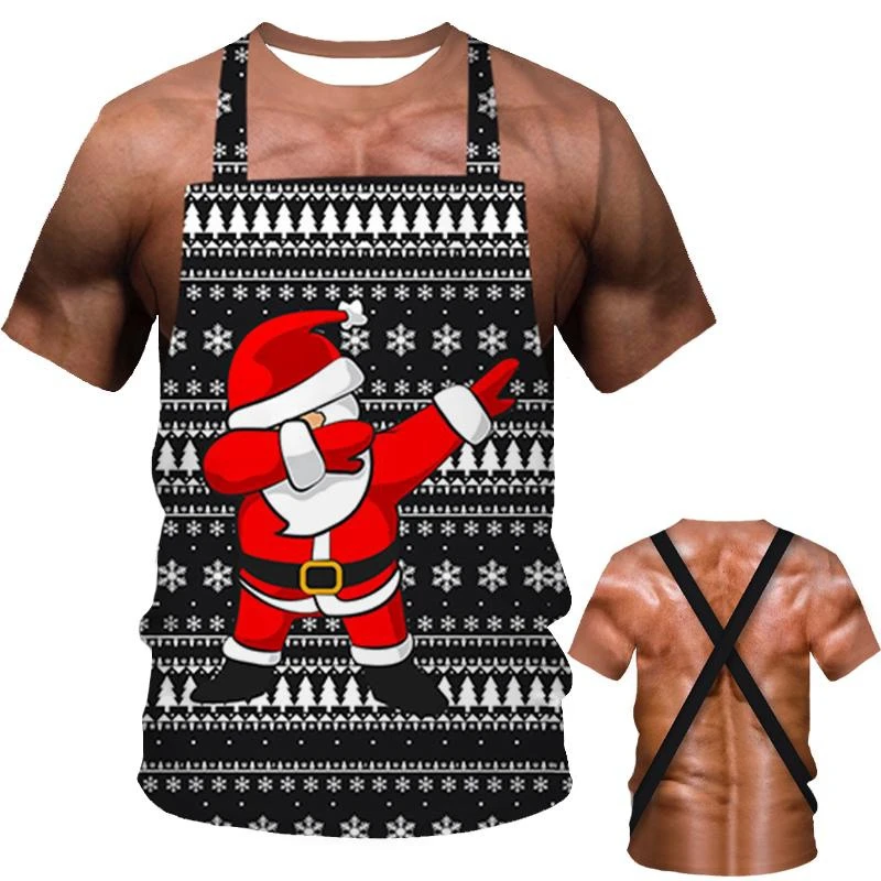

Funny 3D Santa Claus Print Men's T Shirt Hip Hop Trend Harajuku X'mas Clothing Casual O-neck Oversized T-shirts Men Streetwear