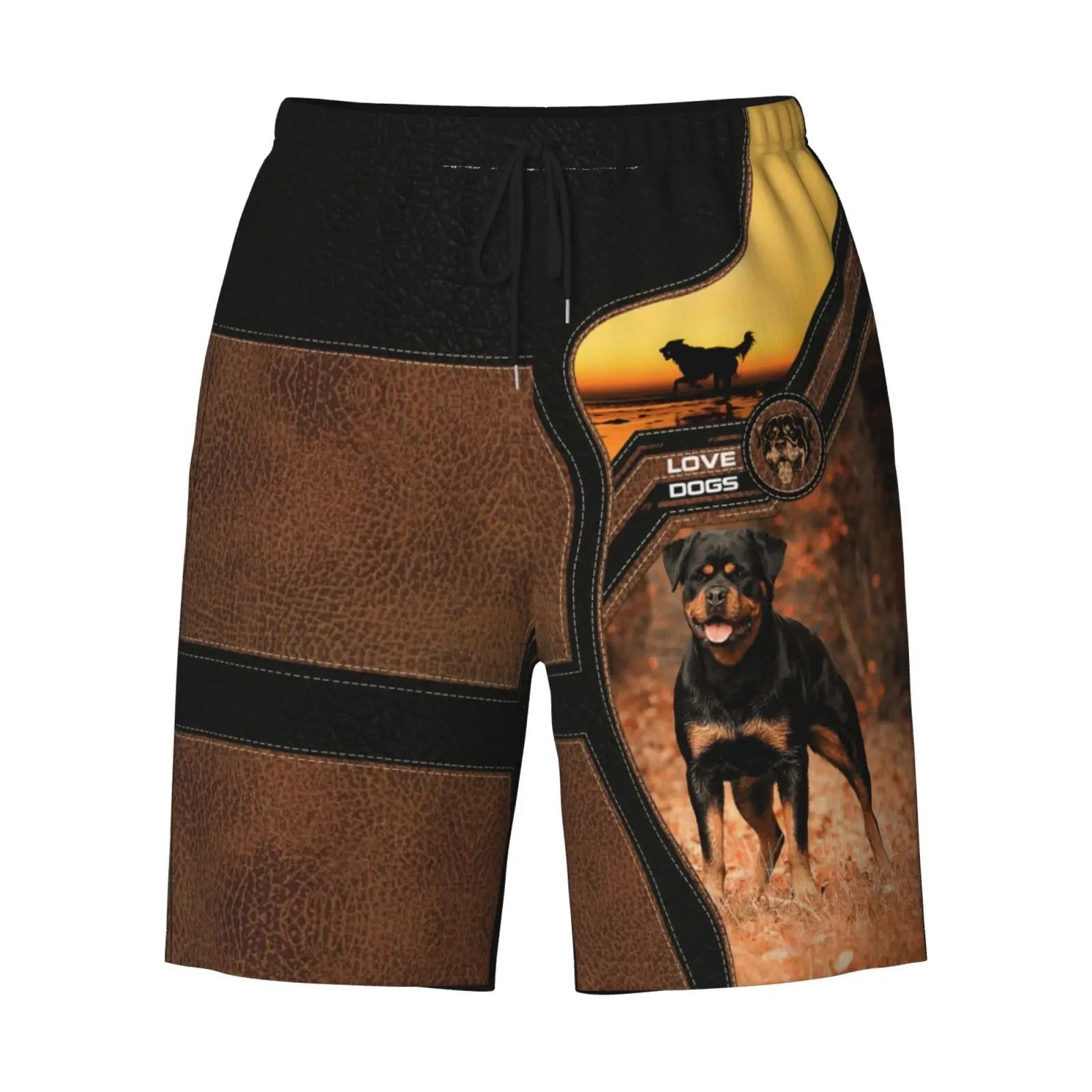 CLOOCL Pantaloncini hawaiani Rottweiler Dog Pantaloncini con stampa 3D Pantaloncini da uomo alla moda con coulisse elastica Pantaloni corti sportivi da vacanza