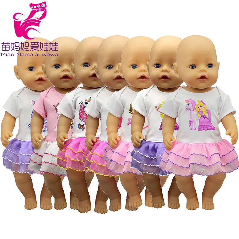 Doll Clothes for 43cm Baby Doll Unicorn Clothes Dress Doll Head Band for 18 Inch  Clothes Set