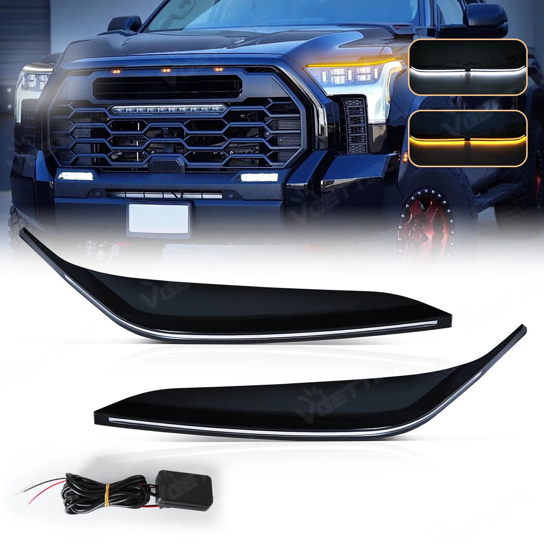 DRL Eyebrows For Toyota Tundra Sequoia SR/SR5/Limited 2022 2023 2024 LED Daytime Running Lights Turn Signal Lamps Car Daylight
