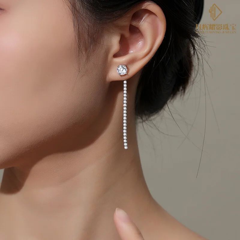 S925 Silver All Full Moissanite Earring Tassel Long Earring New Ear Accessories Pass Diamond Tester for Women