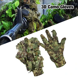 1 çift 3D yaprak Camo eldiven tam parmak açık avcılık balıkçılık çekim için Camo eldiven Unisex bisiklet eldivenler