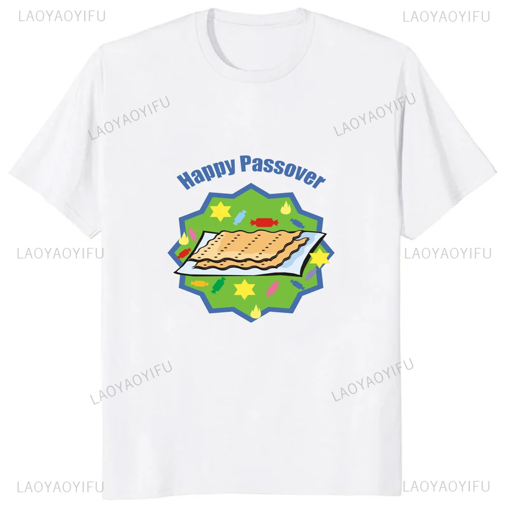 Happy Passover Funny Jewish Printed Classic TShirt Casual Fahsion Loose Man Clothing Y2k Comfort Streetwear Hip Hop Women Tees