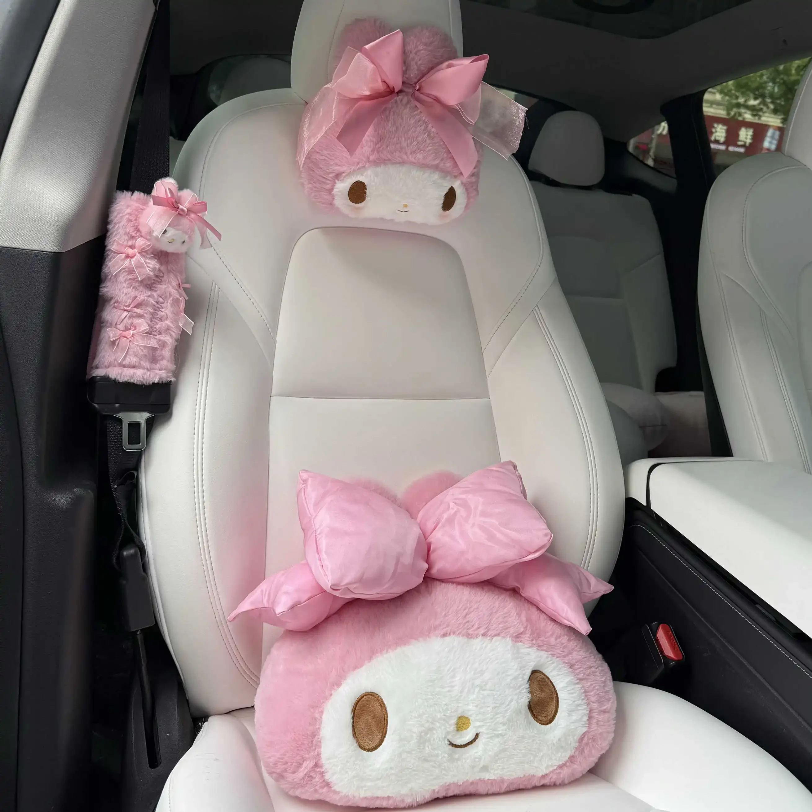 

Kawaii My Melody Plushies Soft Pillow Headrest Seat Belt Cover Car Back Cushion Stuffed Anime Cuddly Plush Toy Gifts Girl