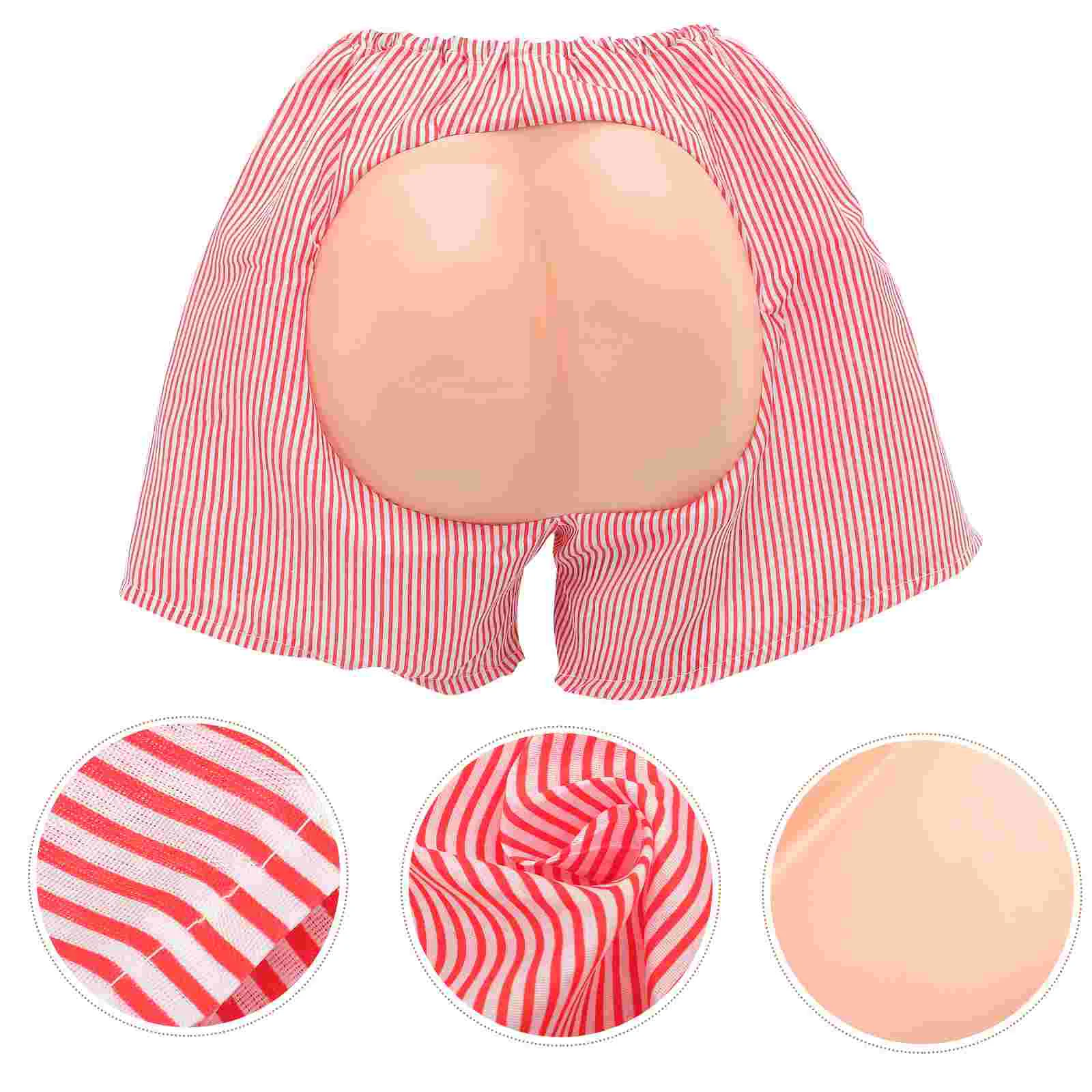 Short de Mooning Hilarant pour Adulte, Pantalon Imprimé OligButt, Bas de Costume pour ixCostumée, Bande Rouge et Blanche