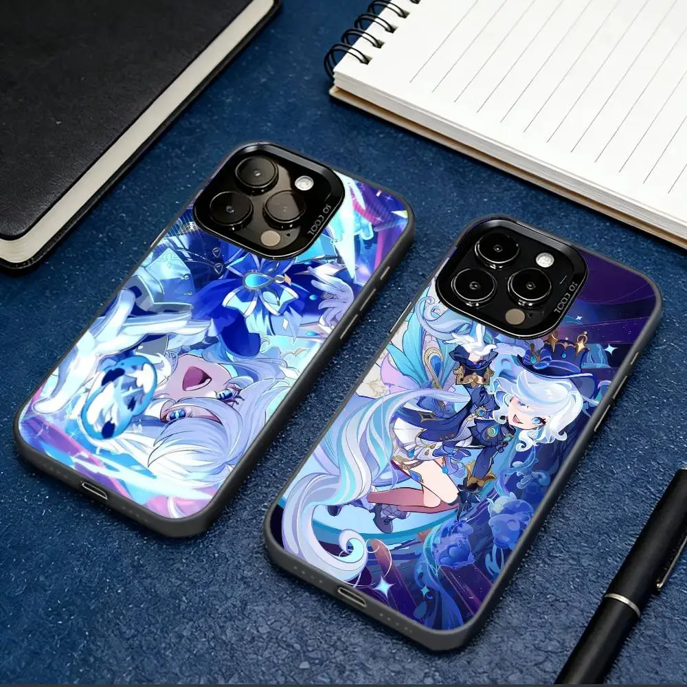 

G-Genshin F-Furina Phone Case For iPhone 17,16,15,14,13,12,11 Plus,Pro Max,XS,Colorful Silver Phone case Funda Cover