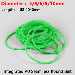 1pcs Green Polyurethane Round Belt PU Ring Belt Seamless Splicing Belt Transmission Belt Diameter 4/5/6/8/10mm Length 182-1040mm