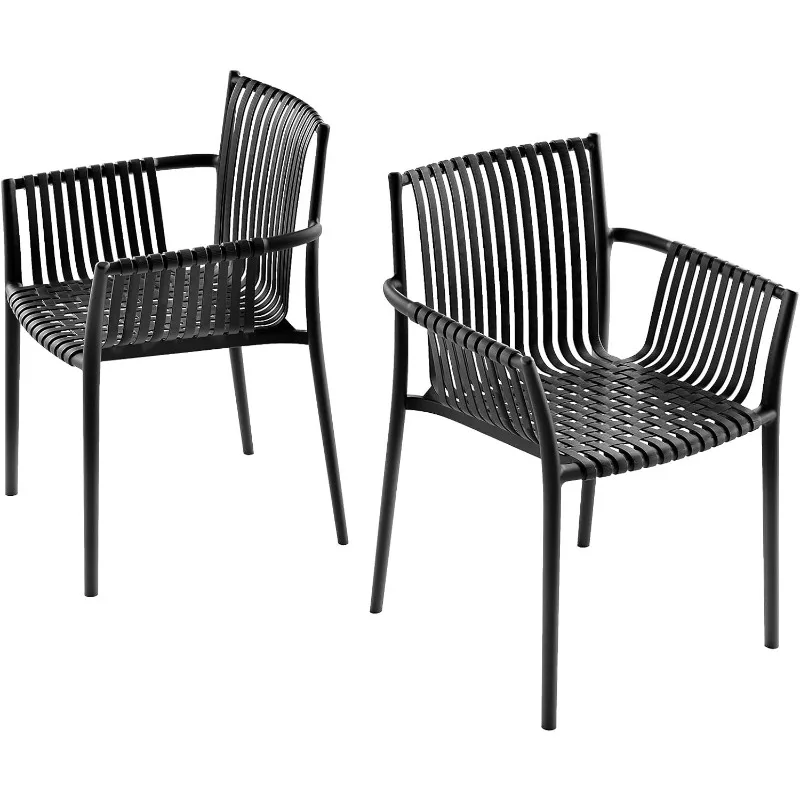 

Weave Indoor/Outdoor Set of 2 Black Stackable Chair