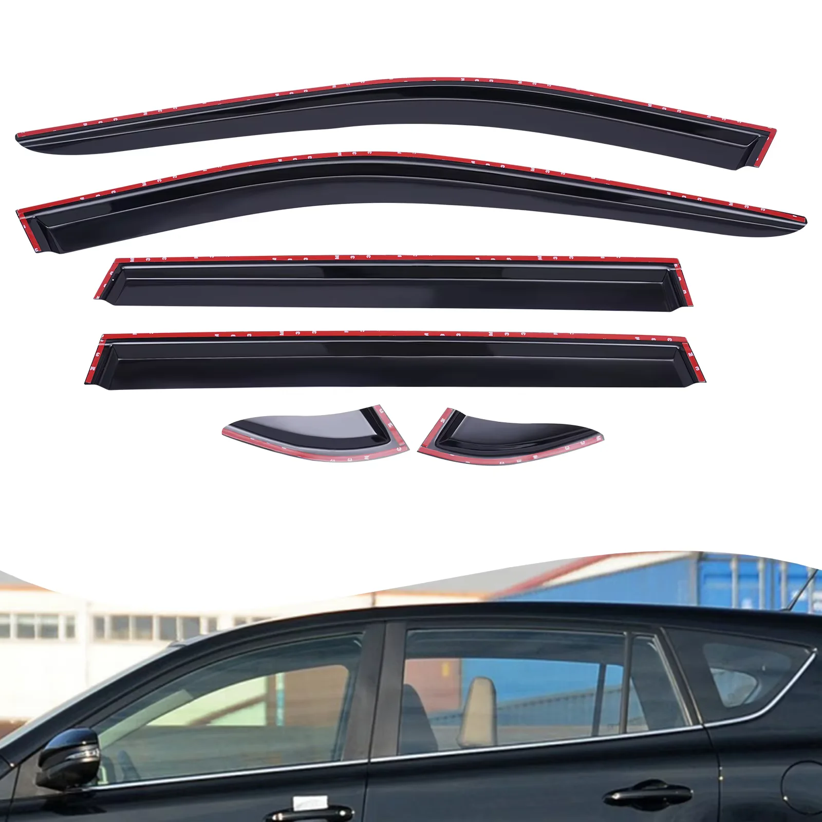 

For Toyota RAV4 2019 2020 2021 2022 6-Pcs Window Wind Rain Guards Shade Vent Visor Deflector